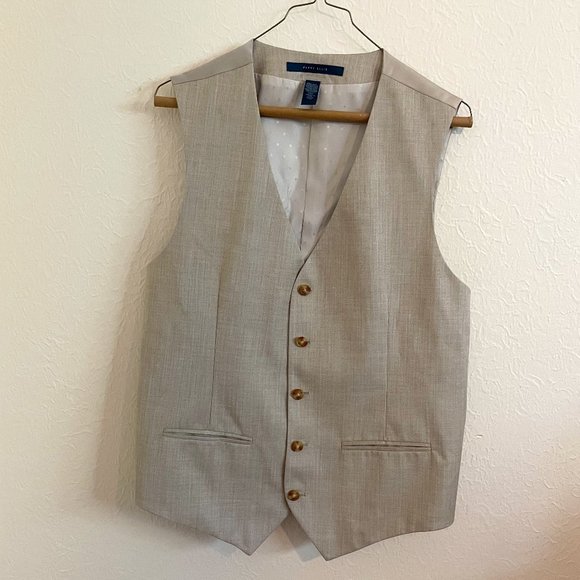 Perry Ellis LINEN BLEND HERRINGBONE SUIT VEST SZ M - Picture 1 of 3